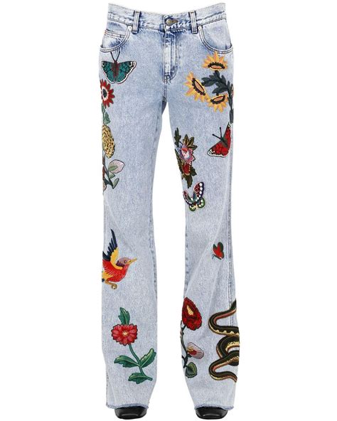 fiore di gucci jeans patch